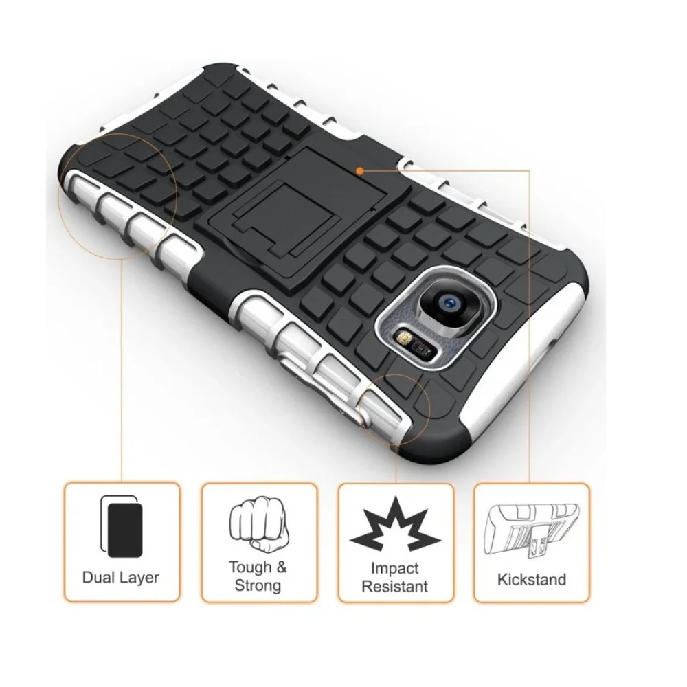 BRAND NEW SAMSUNG GALAXY s6 CELL PHONE CASE HYBRID ARMOUR GRIP BLACK WHITE CASE